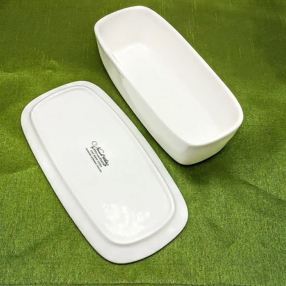 Fitz & Floyd Nevaeh White Fine Bone China Covered Butter Dish